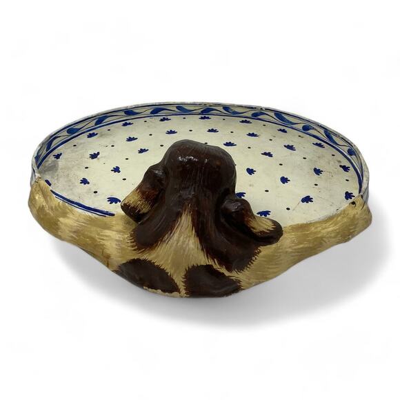 Vintage Paper Mache Bassett Hound Dog Valet Tray Hand Painted Folk Art Boho Rare - Picture 9 of 16